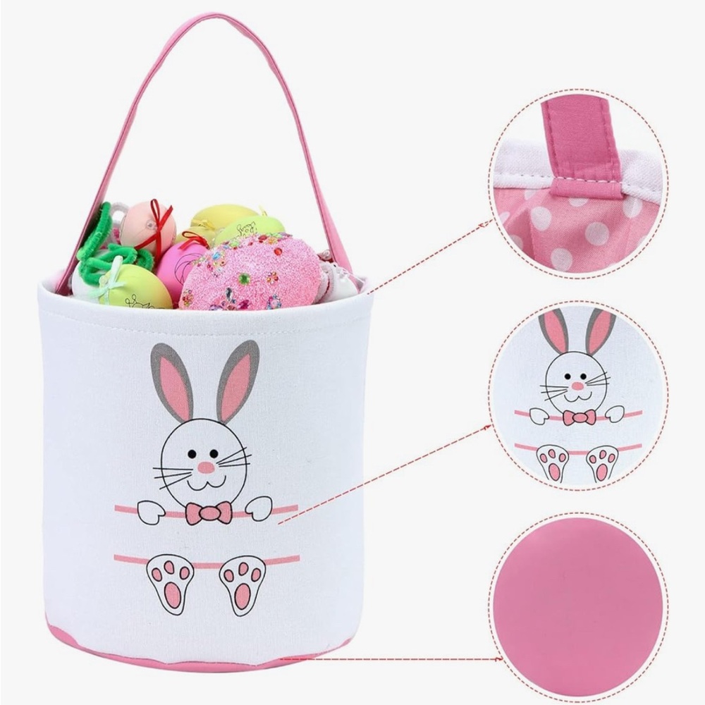 Pink & White Bunny Easter Basket